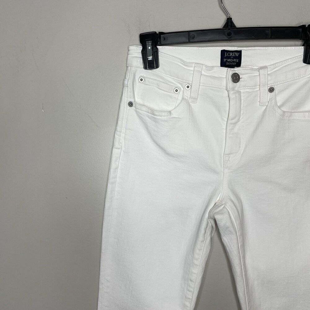 J.CREW Skinny Jeans Women 27 Petite Crisp White 9" Mid-Rise Stretch BO935 - Picture 3 of 12